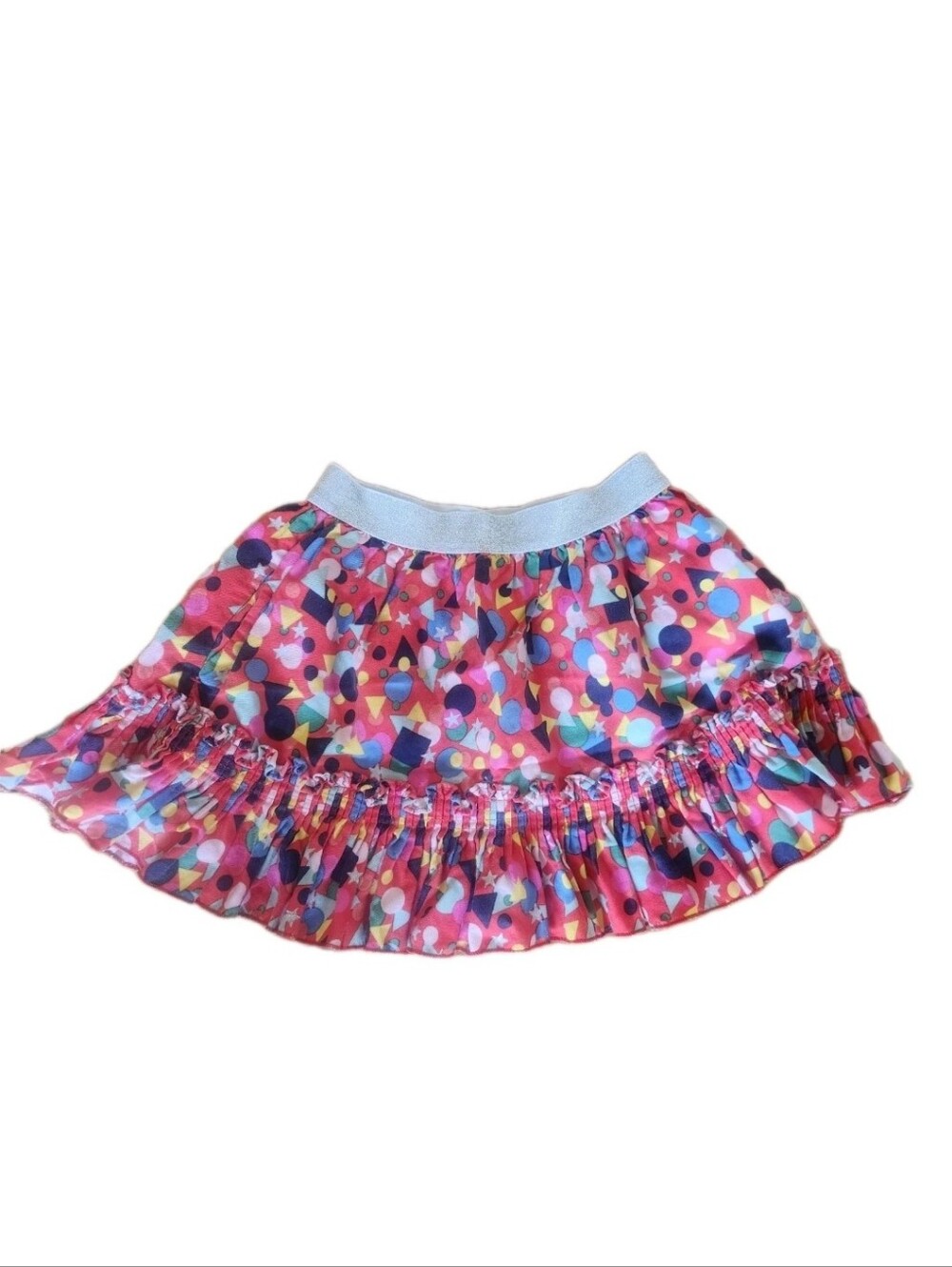 Stella McCartney Girls Pink Multi-Color Geometric Ruffle Skirt, 6T
